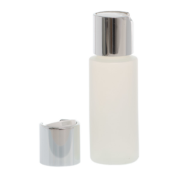 Botella 60 ml HDPE Traslúcido con Tapón Disc-Top Plata Aluminio (24/410) - Amenities