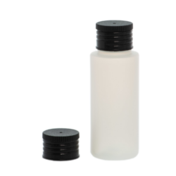 Botella 60 ml HDPE Traslúcido con Tapón de Rosca Negro (24/410) - Amenities