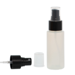 Botella 60 ml HDPE Traslúcido con Vaporizador Negro (24/410) - Amenities