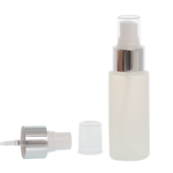 Botella 60 ml HDPE Traslúcido con Vaporizador Plata Aluminio (24/410) - Amenities
