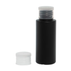 Botella 60 ml HDPE Negro con Tapón Traslúcido (24/410) - Amenities