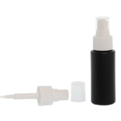 Botella 60 ml HDPE Negro con Vaporizador Blanco Invertido 360º (24/410) - Amenities