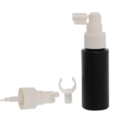Botella 60 ml HDPE Negro con Vaporizador Trompeta Blanco - Amenities