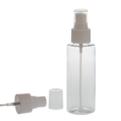 Botella 100 ml PET Transparente con Vaporizador Blanco (24/410) - Botellas PET