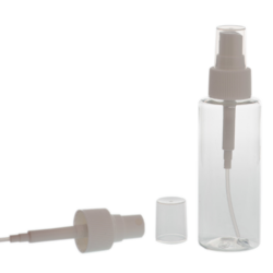 Botella 100 ml PET Transparente con Vaporizador Blanco Invertido 360º (24/410) - Botellas PET