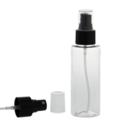 Botella 100 ml PET Transparente con Vaporizador Negro (24/410) - Botellas PET