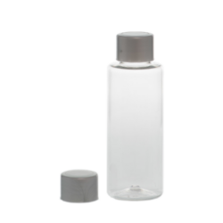 Botella 100 ml PET Transparente con Tapón Gris Plata (24/410) - Botellas PET