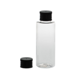 Botella 100 ml PET Transparente con Tapón Negro (24/410) - Botellas PET