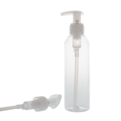 Botella 200 ml PET Transparente Curvo con Dosificador Traslúcido (24/410) - Botellas PET
