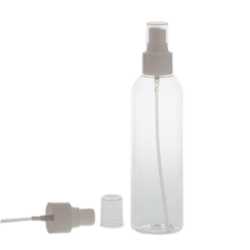 Botella 200 ml PET Transparente Curvo con Vaporizador Blanco (24/410) - Botellas PET