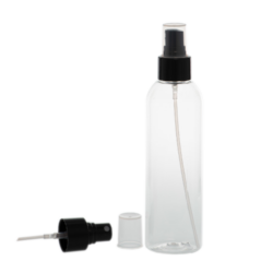Botella 200 ml PET Transparente Curvo con Vaporizador Negro (24/410) - Botellas PET