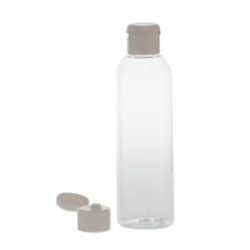 Botella 200 ml PET Transparente Curvo con Tapón Bisagra Blanco (24/410) - Botellas PET
