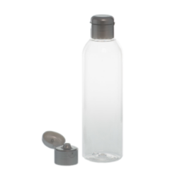 Botella 200 ml PET Transparente Curvo con Tapón Bisagra Gris Plata (24/410) - Botellas PET
