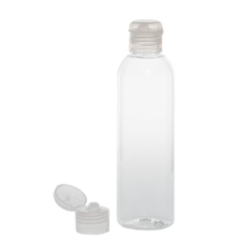 Botella 200 ml PET Transparente Curvo con Tapón Bisagra Traslúcido (24/410) - Botellas PET