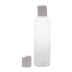 Botella 200 ml PET Transparente Curvo con Disc-Top Blanco (24/410) - Botellas PET