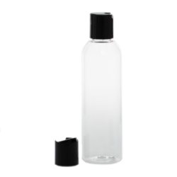 Botella 200 ml PET Transparente Curvo con Disc-Top Negro (24/410) - Botellas PET