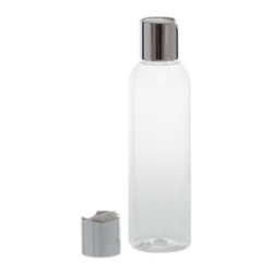Botella 200 ml PET Transparente Curvo con Disc-Top Plata Aluminio (24/410) - Botellas PET