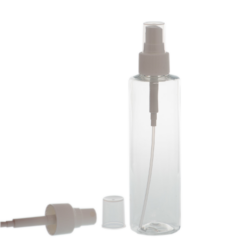 Botella 200 ml PET Transparente con Vaporizador Blanco Invertido 360º (24/410) - Botellas PET