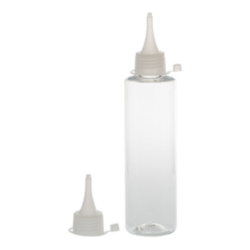 Botella 200 ml PET Transparente con Tapón Cánula Traslúcido y Capuchón de Presión (24/410) - Botellas PET