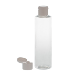 Botella 200 ml PET Transparente con Tapón Bisagra Blanco (24/410) - Botellas PET