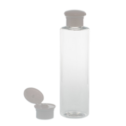 Botella 200 ml PET Transparente con Tapón Bisagra Seta Blanco (24/410) - Botellas PET
