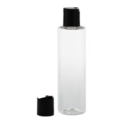 Botella 200 ml PET Transparente con Tapón Disc-Top Negro (24/410) - Botellas PET