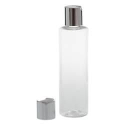 Botella 200 ml PET Transparente con Tapón Disc-Top plata (24/410) - Botellas PET