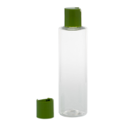 Botella 200 ml PET Transparente con Tapón Disc-Top Verde (24/410) - Botellas PET