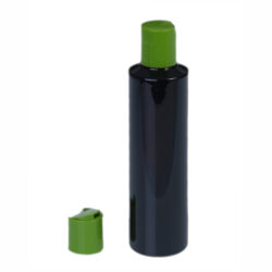 Botella 200 ml PET Negro con Tapón Disc-Top Verde (24/410) - Botellas PET