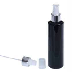 Botella 200 ml PET Negro con Vaporizador Plata Aluminio (24/410) - Botellas PET
