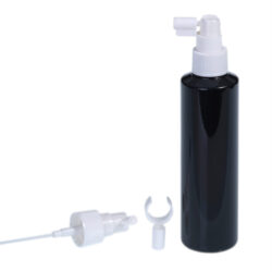 Botella 200 ml PET Negro con Vaporizador Trompeta Blanco (24/410) - Botellas PET