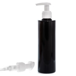 Botella 250 ml PET Negro con Dosificador Ancho Blanco (24/410) - Botellas PET