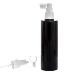 Botella 250 ml PET Negro con Vaporizador Trompeta Blanco (24/410) - Botellas PET