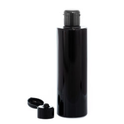 Botella 250 ml PET Negro con Tapón Bisagra Negro (24/410) - Botellas PET