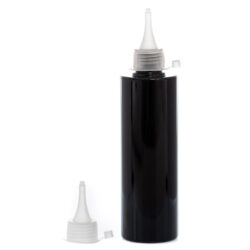 Botella 250 ml PET Negro con Tapón Cánula Traslúcido y Capuchón de Presión (24/410) - Botellas PET