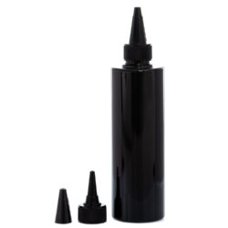 Botella 250 ml PET Negro con Tapón Cánula Negra y Capuchón de Rosca (24/410) - Botellas PET