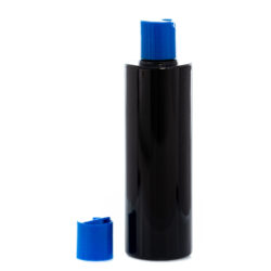 Botella 250 ml PET Negro con Tapón Disc-Top Azul (24/410) - Botellas PET