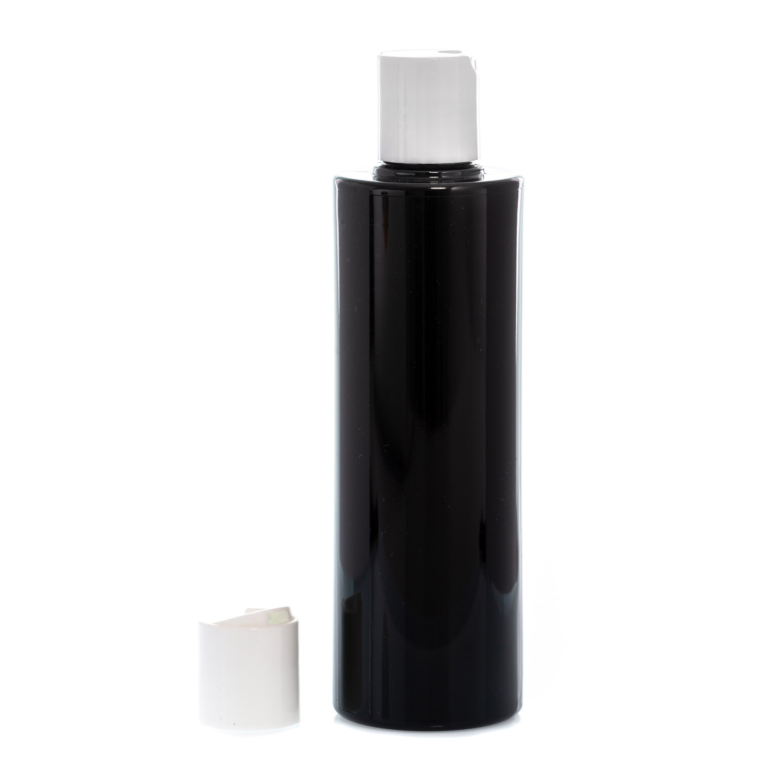 Botella 250 ml PET Negro con Tapón Disc-Top Imitación Madera (24/410) - Botellas PET