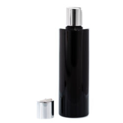 Botella 250 ml PET Negro con Tapón Disc-Top Plata Aluminio (24/410) - Botellas PET