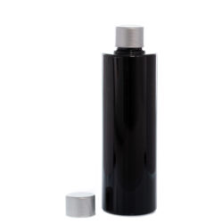 Botella 250 ml PET Negro con Tapón Plata (24/410) - Botellas PET