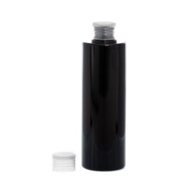 Botella 250 ml PET Negro con Tapón Traslúcido (24/410) - Botellas PET