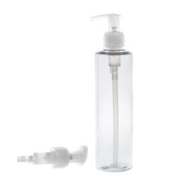 Botella 250 ml PET Transparente con Dosificador Ancho Traslúcido (24/410) - Botellas PET