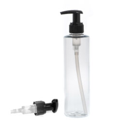Botella 250 ml PET Transparente con Dosificador Ancho Negro (24/410) - Botellas PET