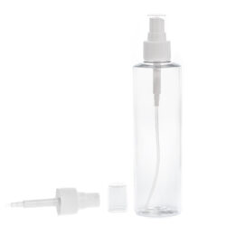 Botella 250 ml PET Transparente con Vaporizador Blanco Invertido 360º (24/410) - Botellas PET