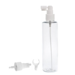 Botella 250 ml PET Transparente con Vaporizador Trompeta Blanco (24/410) - Botellas PET