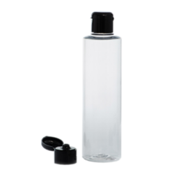 Botella 250 ml PET Transparente con Tapón Bisagra Negro (24/410) - Botellas PET