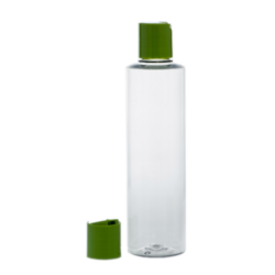 Botella 250 ml PET Transparente con Tapón Disc-Top Verde (24/410) - Botellas PET