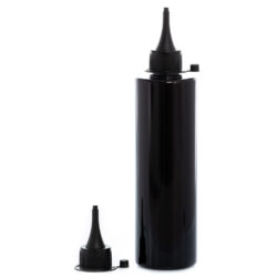 Botella 300 ml PET Negro con Tapón Cánula Negra y Capuchón de Presión (24/410) - Botellas PET