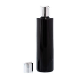 Botella 300 ml PET Negro con Tapón Disc-Top Plata Aluminio (24/410) - Botellas PET