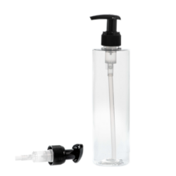 Botella 300 ml PET Transparente con Dosificador Negro (24/410) - Botellas PET